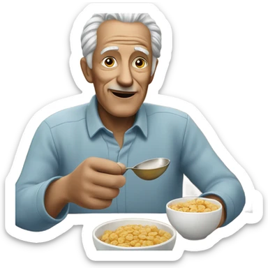 old man eating cereal sticker