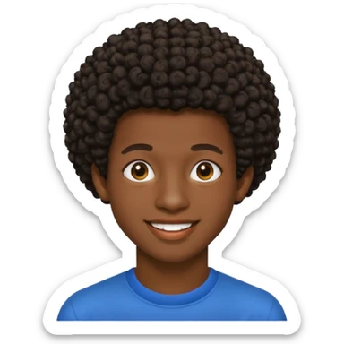 Une homme de 17 ans il a la peau noir foncé , des lèvres pulpeuses  . Il a un taper bouclé afro très court  sticker