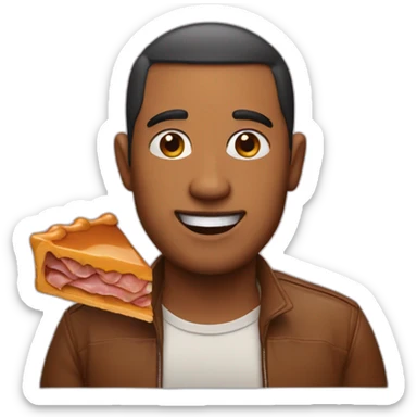 a man with caramel and pork sticker