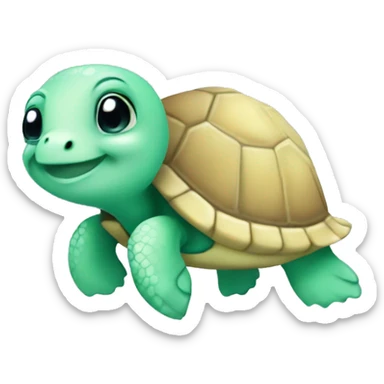Cute mint green turtle sticker