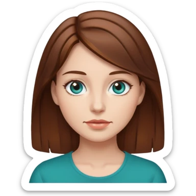 brown hair teal eyed woman sticker