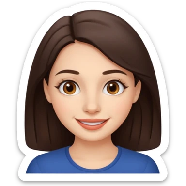 French brunette with brown eyes and full lips with big smile and round nose sticker