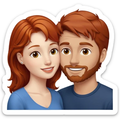 kissy face between brown hair man and redhead woman sticker