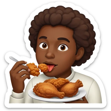 Black person eating fried chicken sticker
