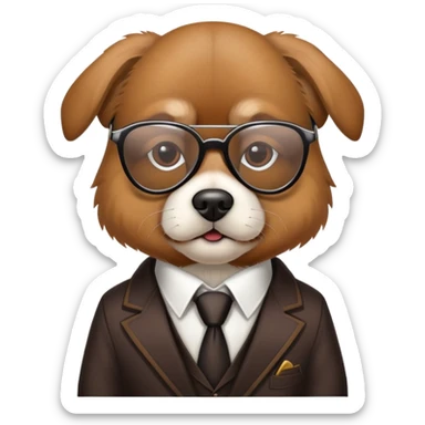 A dog in a gangster suit wearing glasses sticker