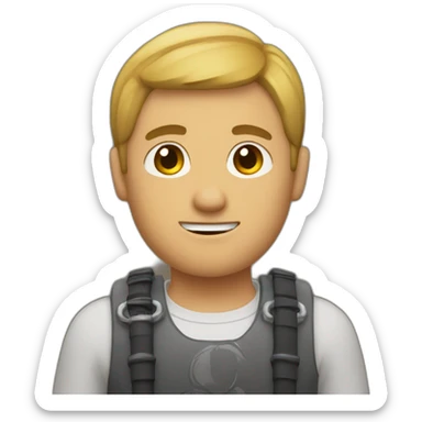 short-haired men with a macebell sticker