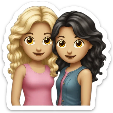 two--girls-best-friends-darkhair-blonde sticker