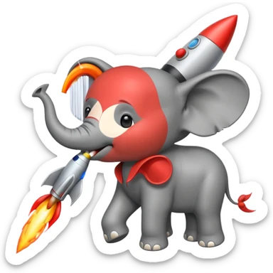 Un emojis de un elefante con coete  sticker