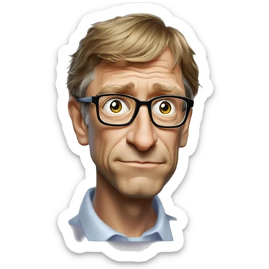Warcraft geeky computer whispering Bill Gates in Marvel Avengers style, oil paint, mysterious eyes, intricate lips, masterpiece pose, odd perspective, beautiful, desirable, logical sticker