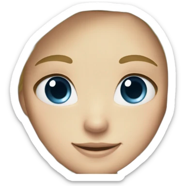 A whale as a staffed animal with a blonde girl with blue eyes and blond hair sticker