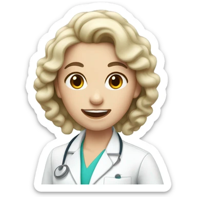 White girl dentist with long curly dark hair  sticker