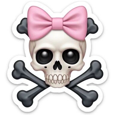 Crossbones with light pink bow  sticker