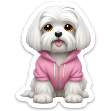 maltese dog breed with pink hoodie sticker