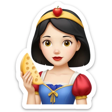  Snow White holding wedge of cheese sticker
