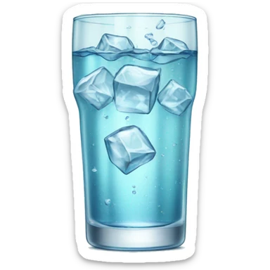 Sparkling water in a glass with ice sticker