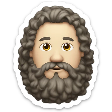 fat white man witb curly long dark hair and a big beard sticker