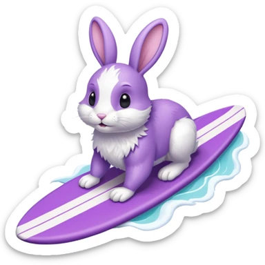 Bunny riding a purple surfboard sticker