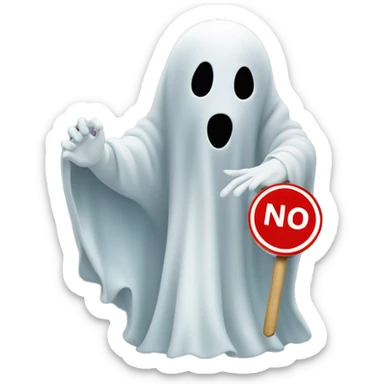 Ghost holding a 'no entry' sign sticker