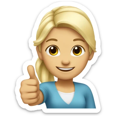 a girl with blonde ponytail thumbs up  sticker