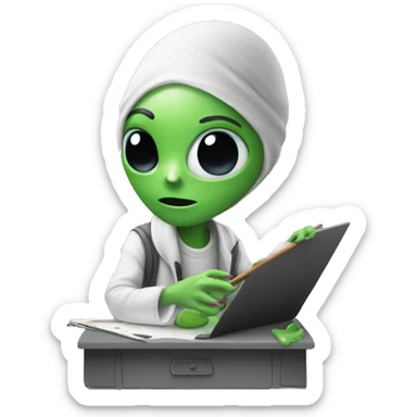 a alien becoming a artist sticker
