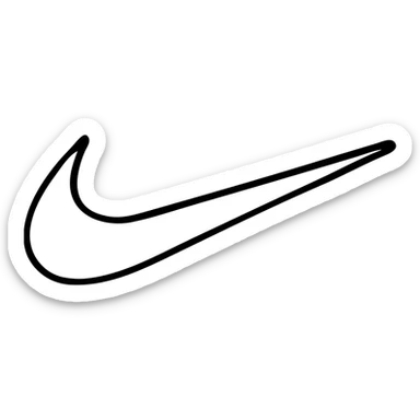 minimalistic black Nike swoosh logo, centered on white background, no additional elements sticker
