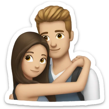 white boyfriend and girlfriend hugging  with brunette hair  sticker