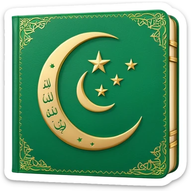 Closed Quran with the Islamic Symbol on it (moon and star) green sticker
