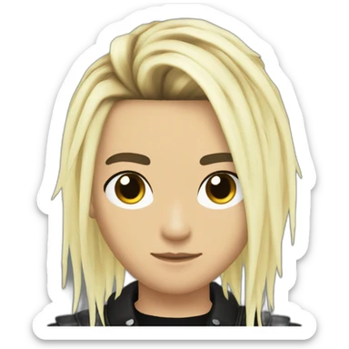 Bill Kaulitz black hair down with blonde highlights emo sticker