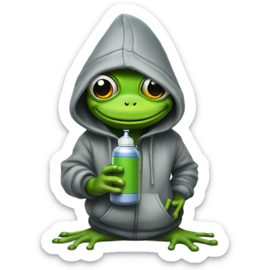 Hot female Frog in a hoodie with a spray can graffiti  sticker