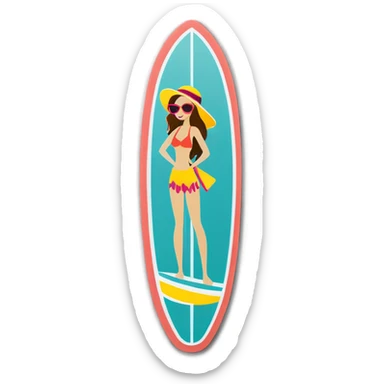 beach beauty with surfboard sticker