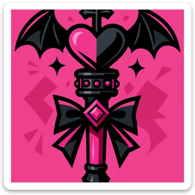 BLACKPINK-inspired gothic object, energetic and stylish, black and pink palette, vibrant toon style sticker