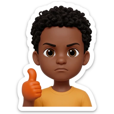black boy curly hair orange thumbs down not happy sticker