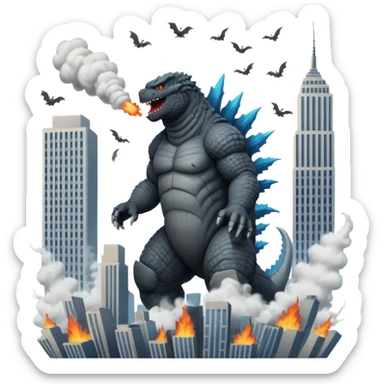 godzilla attacking ny sticker