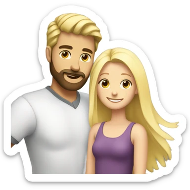 A guy with a beard cuddles a white blond girl sticker