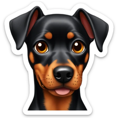 Pinscher dog, 18 years old, black and fire colour without a left eye  sticker