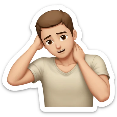 a guy crashing out hands over neck sticker