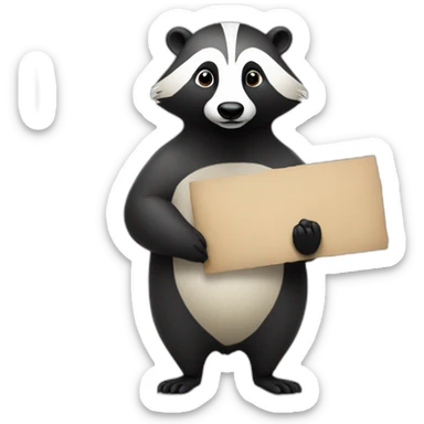 A badger holding a sign with write PAPAYA sticker