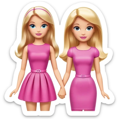 two barbie’s holding hands sticker
