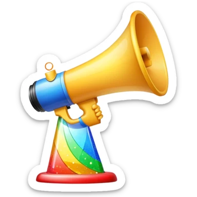 Emoji of a megaphone with sparkles and a growth chart. sticker