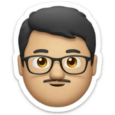 white fat boy with glasses and a mustache and black hair and brown eyes sticker