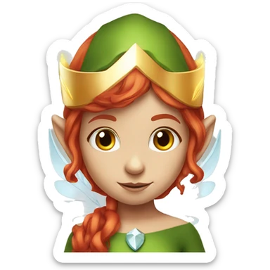 red hair elf girl with halo and wing sticker