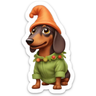 Sausage dog dressed as a troll sticker