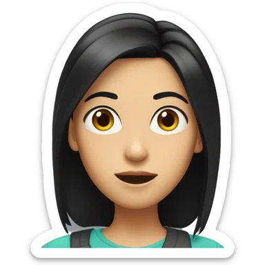 brunette woman with shoulder-length straight black hair looking surprised sticker