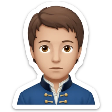 Marius From Les Miserables with light skin, brown eyes, Brown Hair, blue outfit sticker