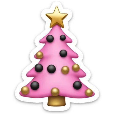Pink Christmas tree with black bows and gold decoration  sticker