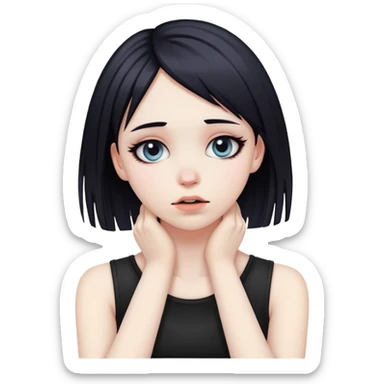 Emo girl hands holding neck sticker