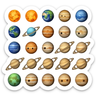 12 planets emojis I need a line for each planet mercury sticker