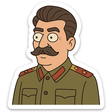cartoon portrait of Joseph Stalin, neutral expression, simplified features sticker
