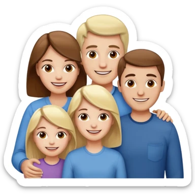 happy pale white family with one brown hair dad, one brown hair mom, one blonde girl, and one brown hair girl sticker