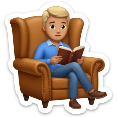man reading in an armchair sticker
